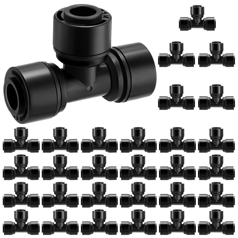 

RR-30Pcs 1/4Inch Drip Irrigation Tee Connectors Irrigation Connectors For Drip Tube Quick Connect Drip Irrigation Parts