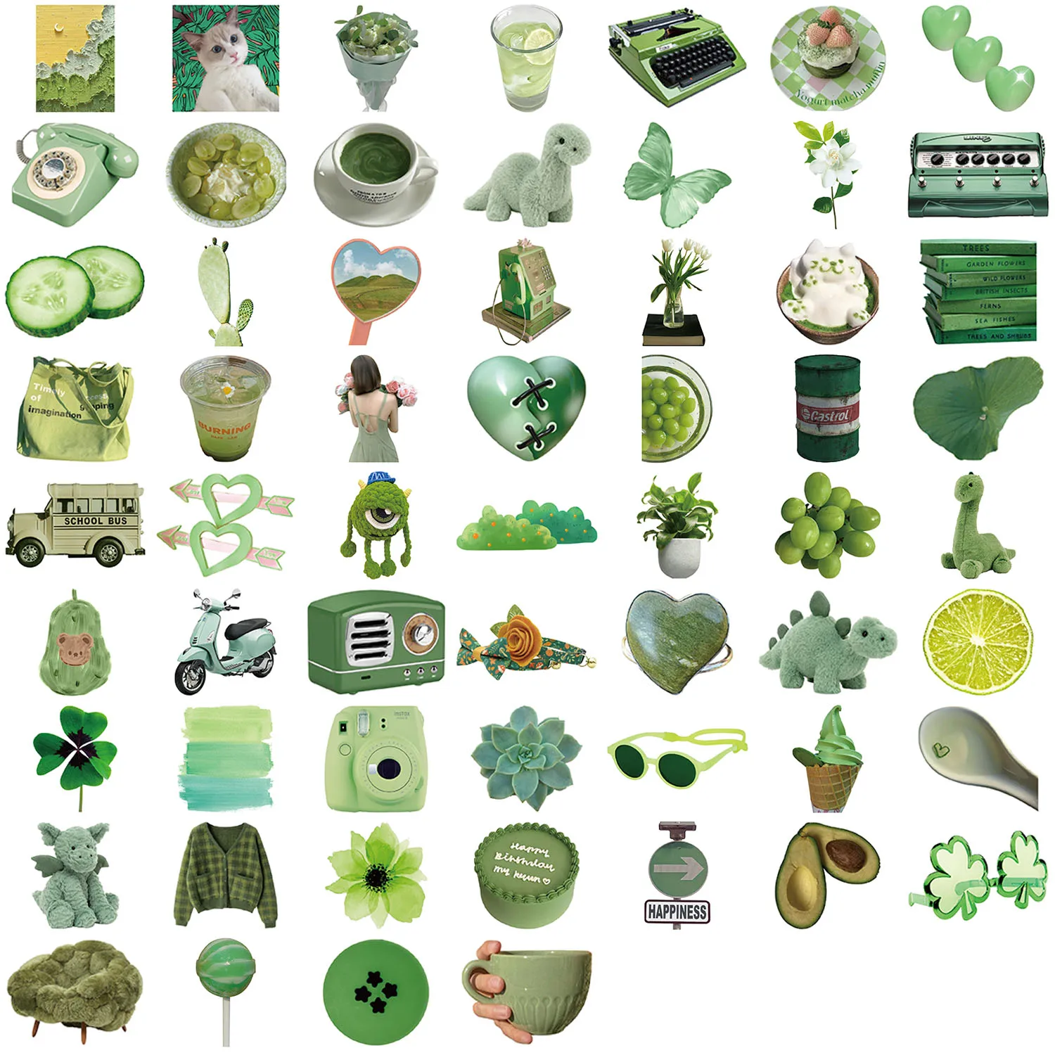 60pcs Green Item Stickers suitablefor Notebook computer Luggage  Refrigerator skate boards phone cases sticker
