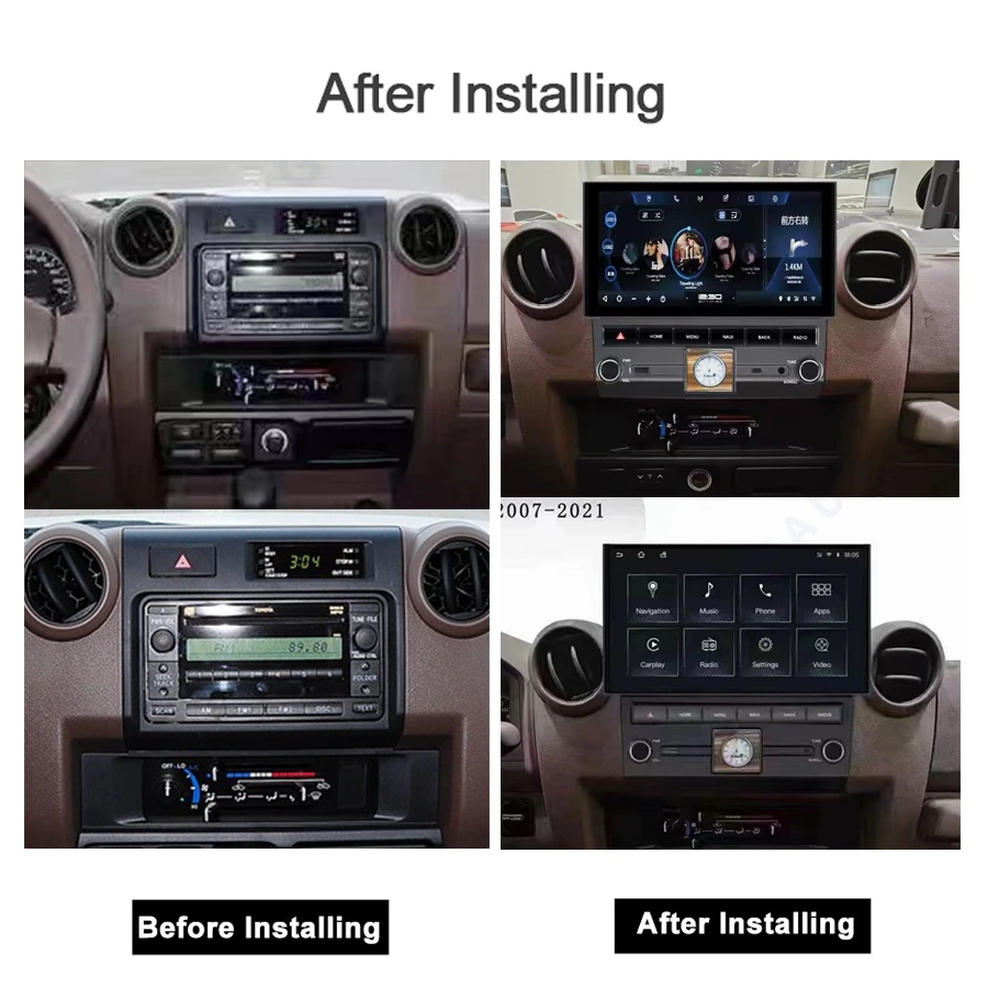 720P Auto Android 13 8G+256G Car Radio GPS Player Carplay Bluetooth For Toyota Land Cruiser 70 76 75 LC70 LC75 LC76 2007-2021