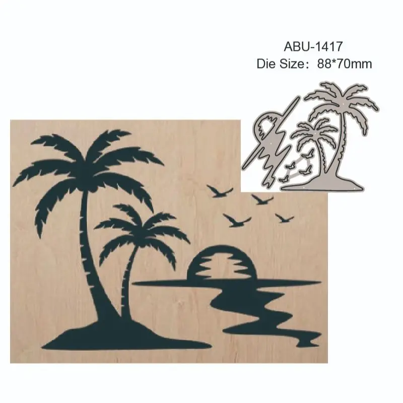 2022 new dies sunset coconut tree seagull metal cutting layering die scrapbook die photo album decoration diy card craft