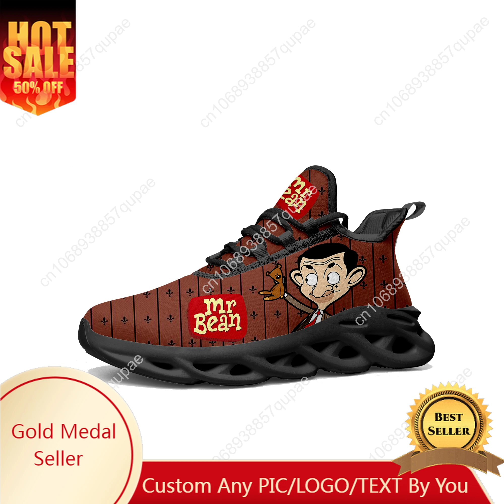 

Mr Bean Cartoon Anime Flats Sneakers Men Womens Sports Running Shoes High Quality Sneaker Lace Up Mesh Footwear custom made Shoe