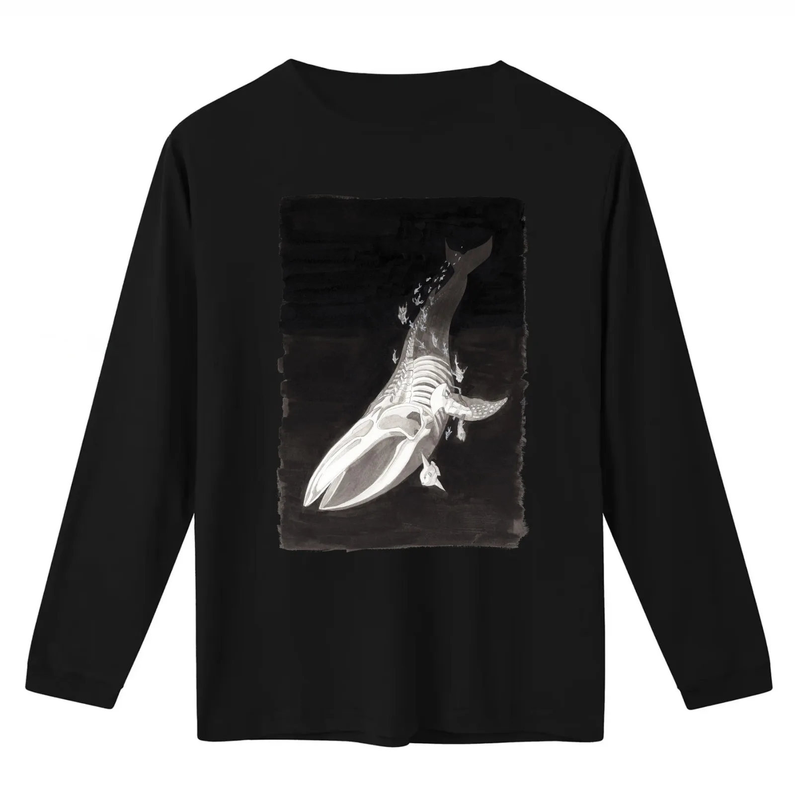 Bake-Kujira T-Shirt Summer Casual Cotton Tee Oversized Streetwear Tops Vintage Graphic Print Loose Fit Short Sleeve
