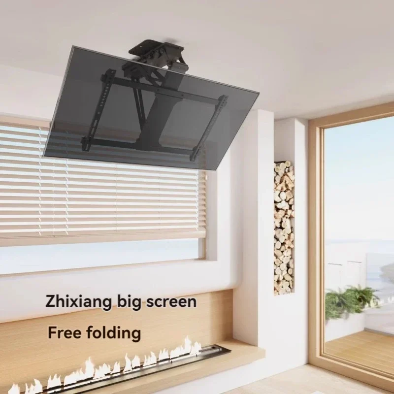 Electric Flip Folding TV Hanger Ceiling Remote Control Intelligent Positioning Hidden Ceiling Universal Support