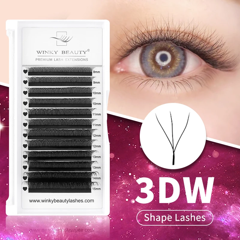 winky beauty 3D/4D/5D/6D/7D/8D Automatic Flowering W Shape Full Dense Bloom Premade Fans Speed Eyelash Extensions Natural Soft