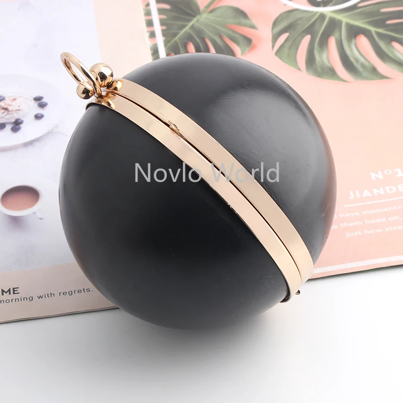 1-2 Pcs 12.5*11cm Round Shape Gold Metal Box with Black Plastic Diy Handbag Metal Clasps Bag Frame Bag Accessories for Women