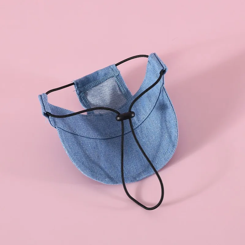 Dog Hat with Ear Holes Adjustable Denim Dog Sun Protection Hat Outdoor Baseball Cap for Dogs Small Medium Large Pet Accessories - view 5