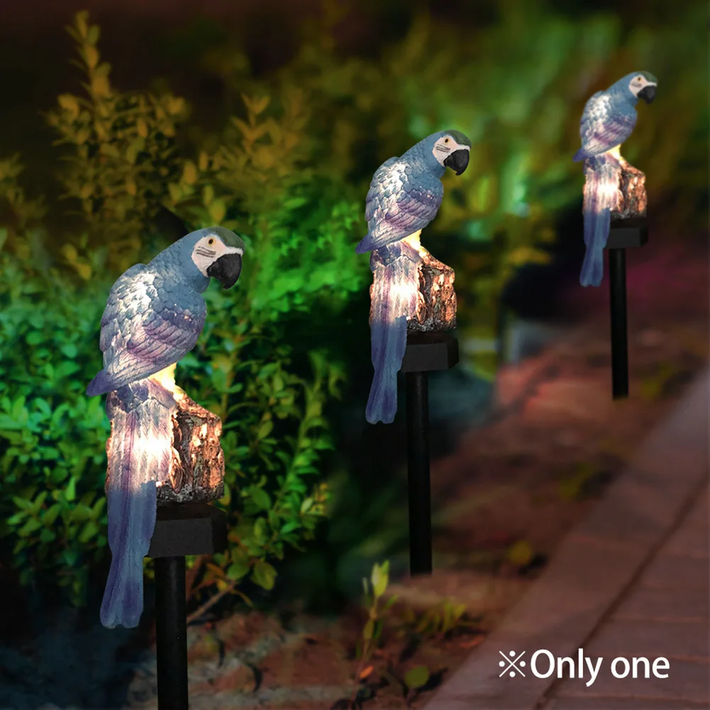 Modern Parrot Solar Lamp Garden Decor Resin Lantern Outdoor Waterproof Courtyard Lawn Pathway Animal Shape LED Lights B