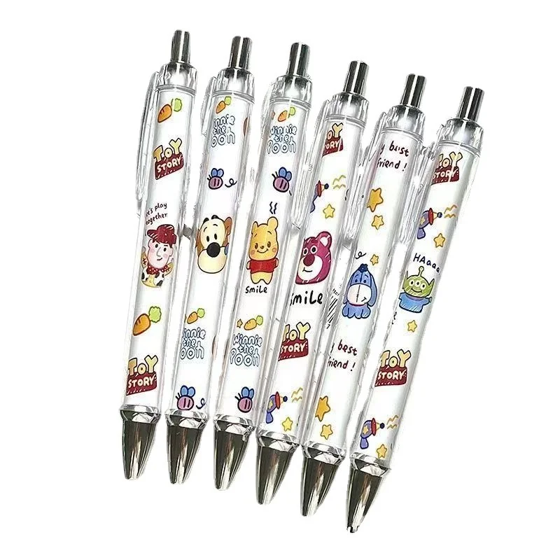 Hot Anime Disney Toy Story Pen Kawaii Woody Lotso Alien 0.5mm Gel Press Black Pen Cartoon Pooh regali di cancelleria per studenti