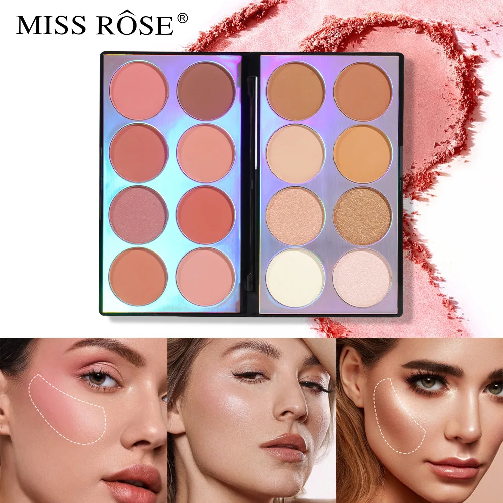 16 kleuren 3-in-1 matte blush contour oogschaduwpalet multifunctionele parelachtige glanzende gezichtspoeder dames vrouwelijke make-up cosmetica