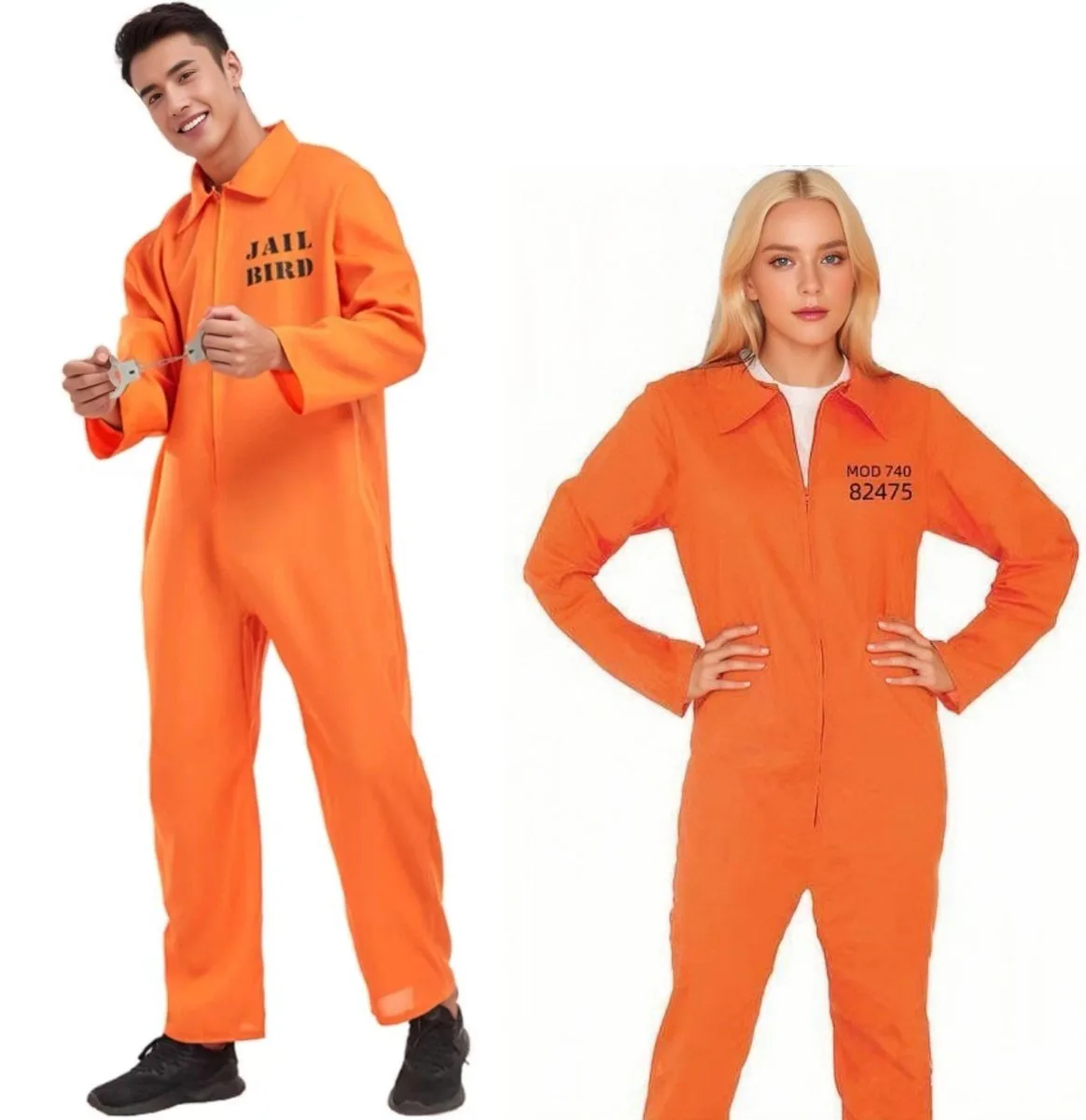 

Halloween Performance Costume Orange Prisoner Outfit Dance Party Children Adults Prisoner Parent-Child Performance Clothes