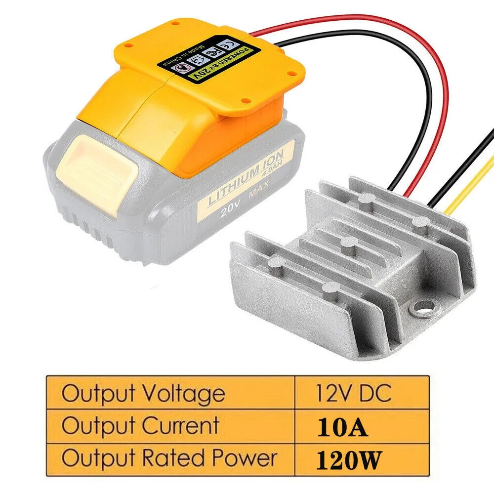 

DC 20V to DC 12V Step Down 10A 120W Converter Aadpter for Dewalt 20V Li-ion Battery Power Wheel Voltage Regulator Buck Boost