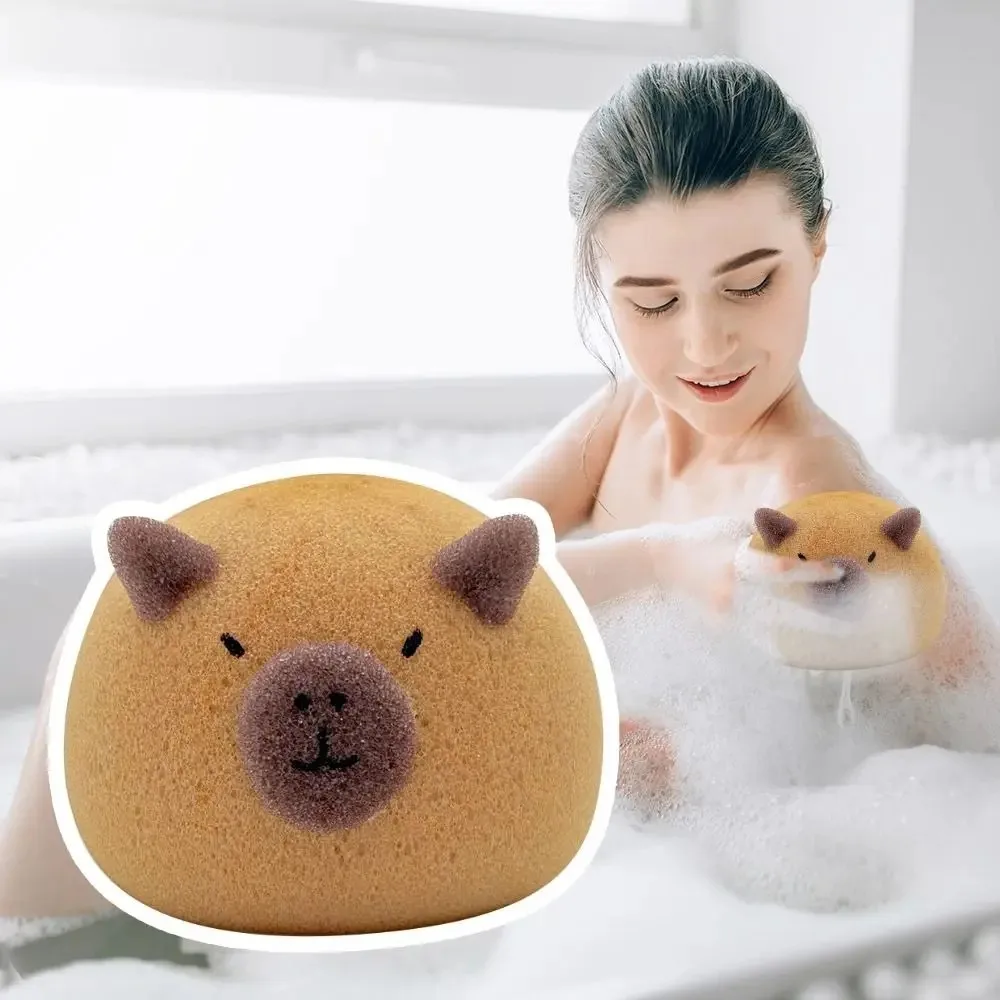 Capybara Bath Sponge Ball Cartoon Animal Baby Shower Brushes Bubble Sponges Bathroom Accessories for Kids and Adult