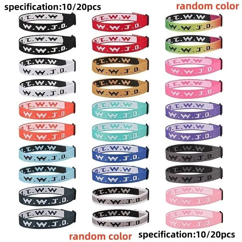 Lot de 10/20 bracelets WWJD pour femmes et hommes, bracelets chrétiens Jésus, cadeaux, bracelets colorés, bracelet de motivation