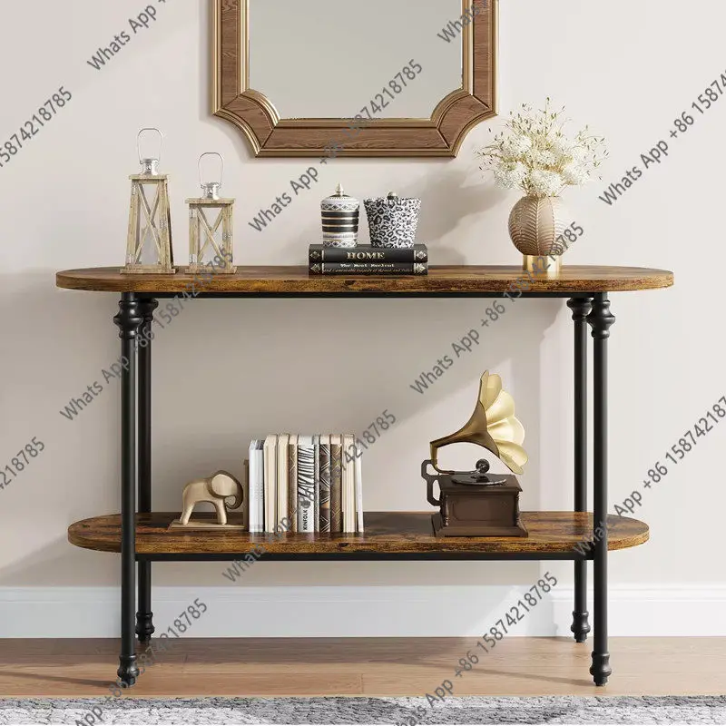 American solid wood home stay homestay foyer, porch cabinet, double-layer wooden end view table, bookshelf