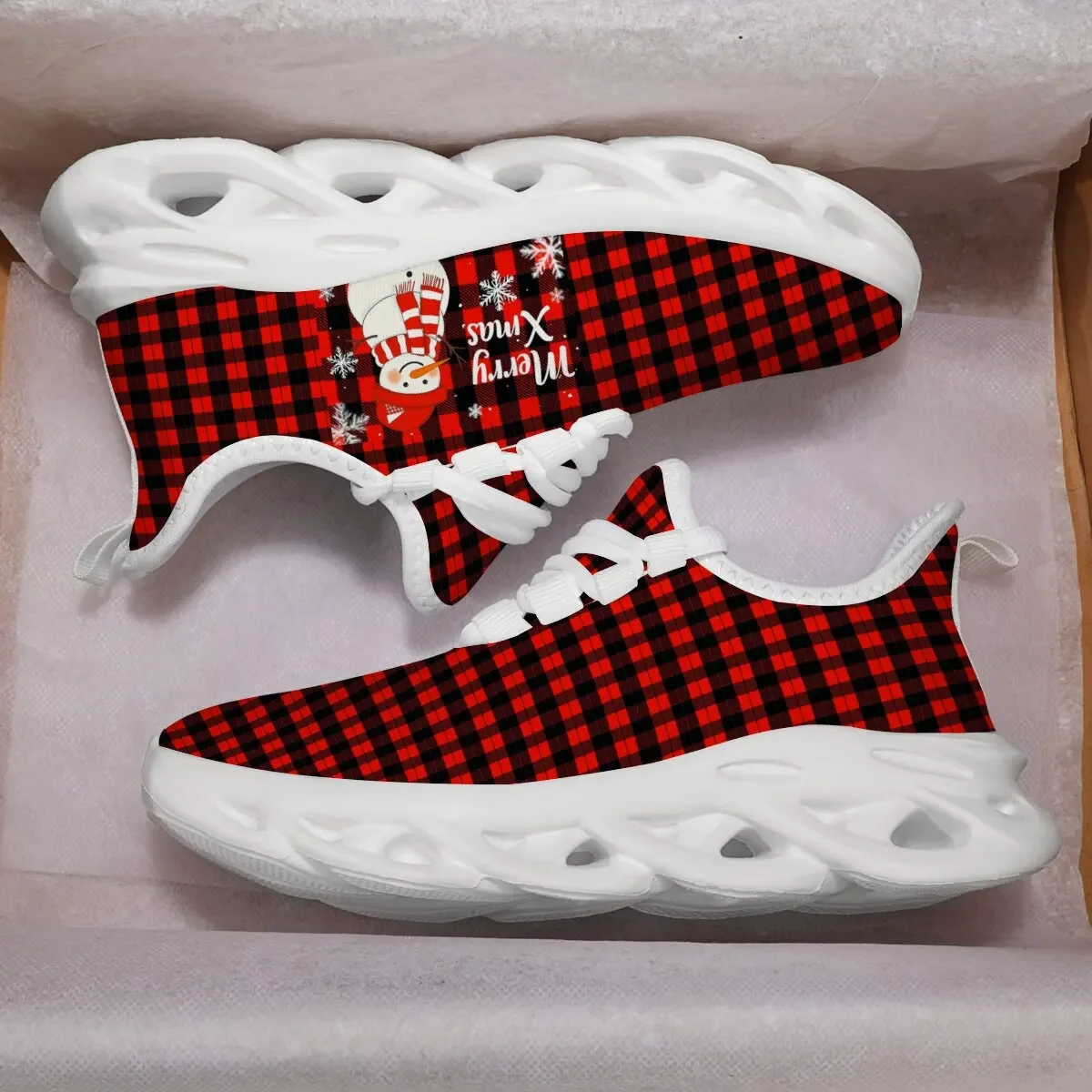 

Children's Flat Sports Shoes Christmas and Halloween Cartoon Pattern Design Color-block Flying Woven Lightweight Casual Shoes