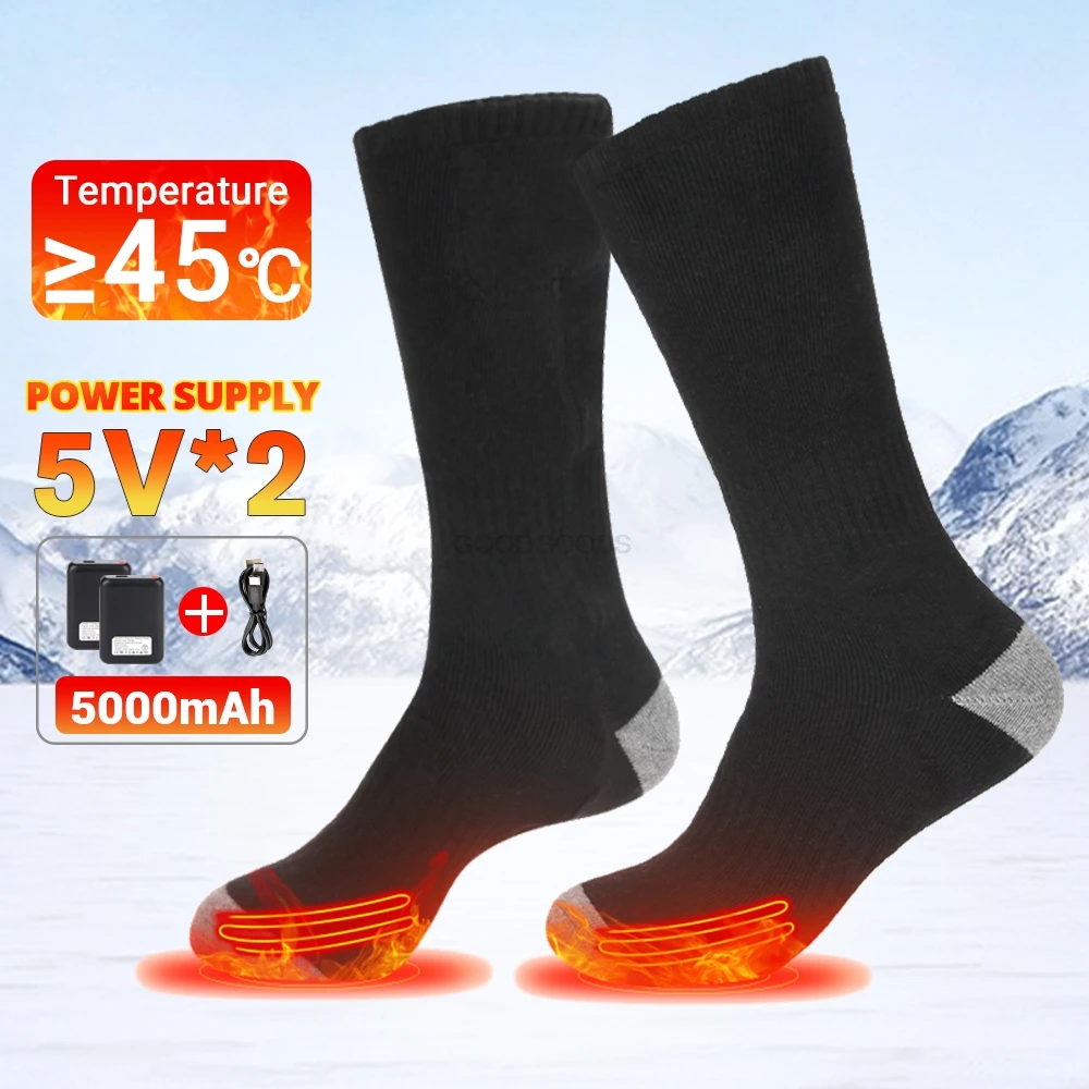 Chaussettes thermiques rechargeables pour sports de plein air, chauffe-pieds, motoneige, ski, sport, chaud, hiver