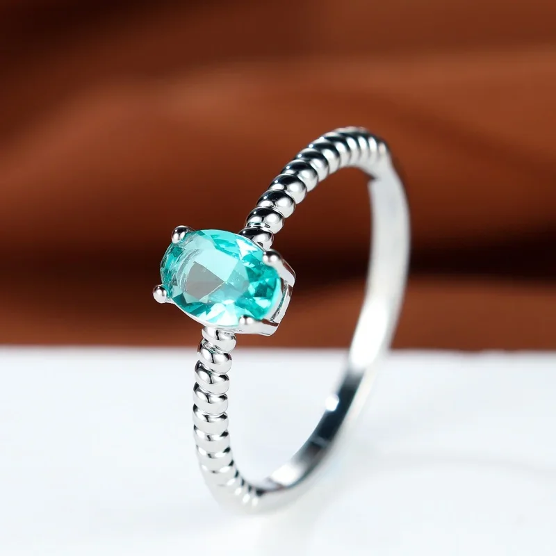 2026 New Europe and America Simple Oval Zircon Fried Dough Twists Ring Fried Dough Twists Arm Small Daily Women's Jewelry