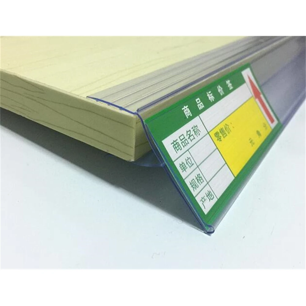 Wood Glass Top Clamp Shelf Label Holder Strip Price Tag Ticket Sign Shelf Cover Pop Advertising Banner Showing Display Strip image 3