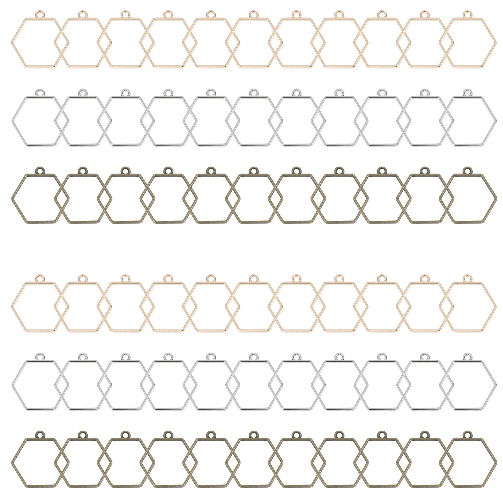

60Pcs Open Hexagon Bezel Pendants Jewelry Making Charms Alloy Bracelets Necklaces Resin Craft Supplies Bezel Charms