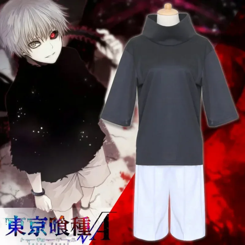 Cosxie Anime Tokyo Ghoul Kaneki Ken Cosplay Costume Wig Mask Tops Shorts Men Women Halloween Party Outfit