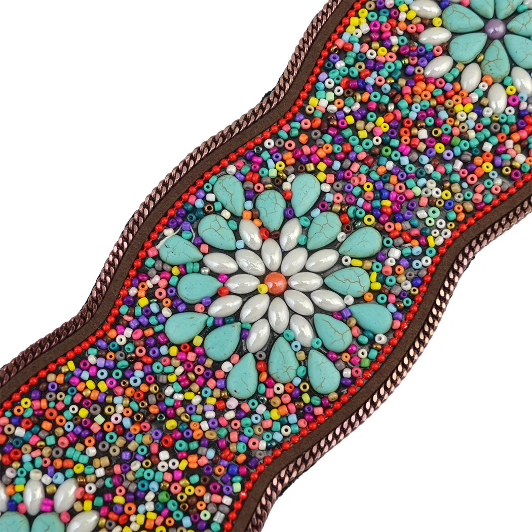 Bohemian Fashion Vintage Charm Belt Belly Chain Inlay Imitation Turquoise Resin Beads Elastic Adjustable Waist Belly Chain Body