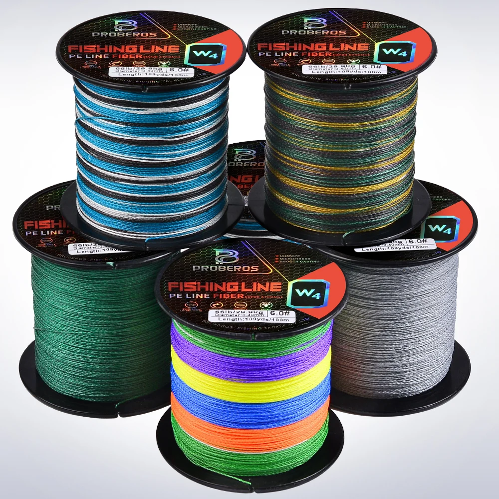 Angelschnur mit 4 Zöpfen, 109 YDS, bunte Webschnur, 18 lb-66 lb, glatte, kabelgebundene PE-Schnur zum Barsch- und Hechtangeln – Detail 5