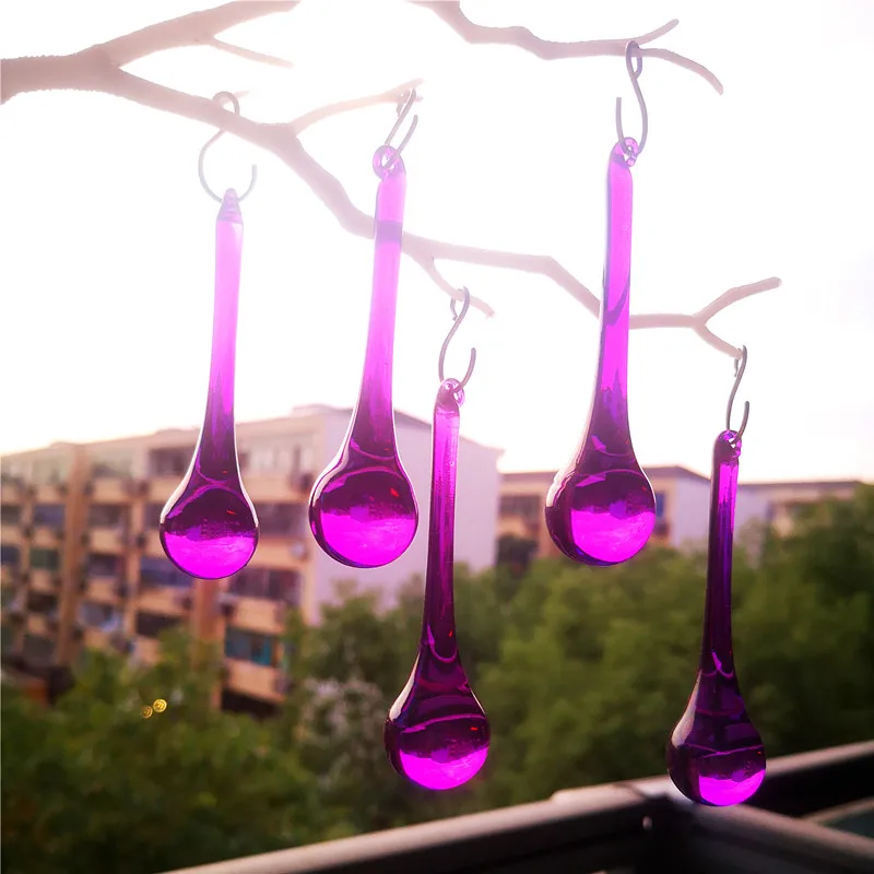 Hot Selling Multicolor 20*80mm Glass Stone Drops Chandelier Parts Lamp Prisms Pendant Window Sun Catcher Garden Home Decoration