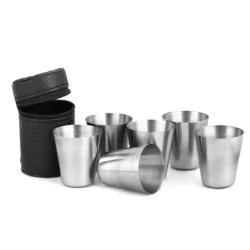 4Pcs/6Pcs 30ml Outdoor Practical Travel Stainless Steel Cups Mini Set Glasses For Whisky Wine With Case Portable Drinkware