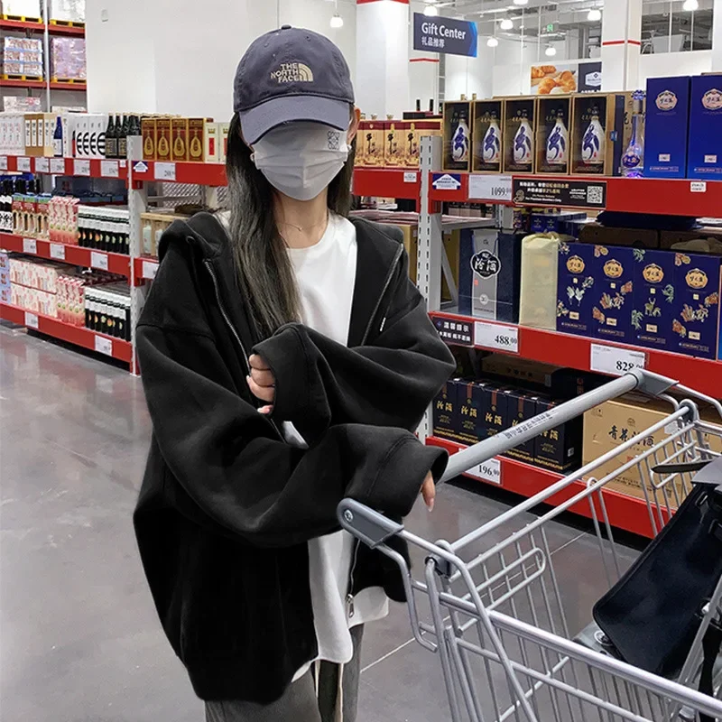 

Autumn New Casual Hoodie Outerwear Women Zip-up Hoodie Autumn Hoodies Sportswear Tops Sweatshirt Korean Y2k Vintage Clothes 후드티