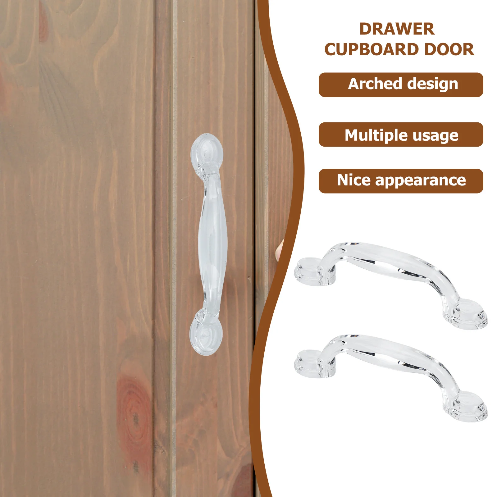 8 قطعة مقابض باب الخزانة الكريستال الاكريليك قوس تصميم درج يسحب لخزانة المطبخ خزانة الأثاث المقابض الخارجية #5