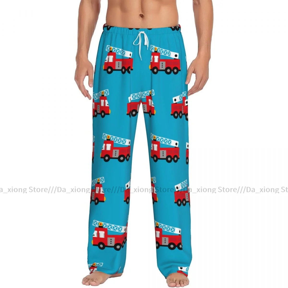 Men's Sleepwear Loose Sleep Pants Pajamas Fire Fighters Red Rire Men Truck Long Lounge Bottoms Casual Homewear