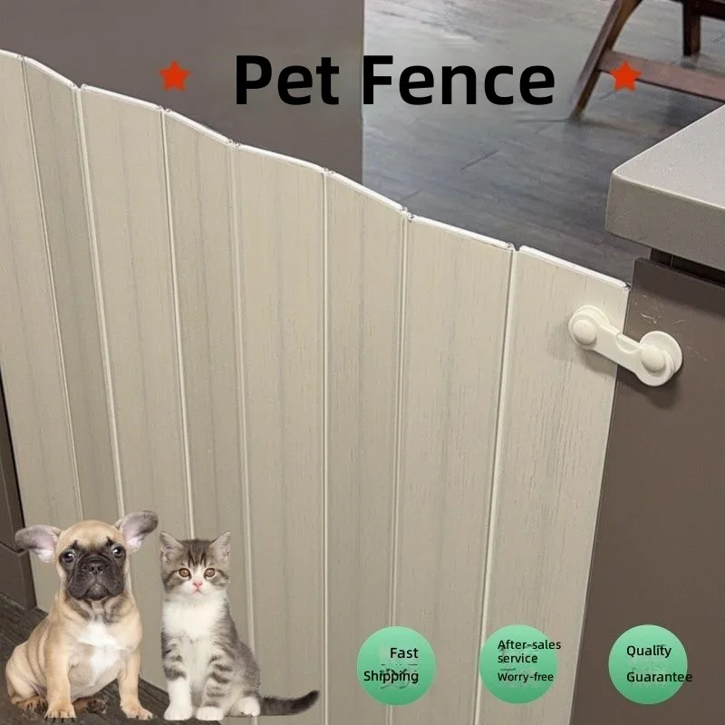 Foldable Pet Gate, PVC Jump-Proof Barrier, Extendable Cat Door Fence, No-Drill Installation, Adjustable Indoor Pet Barrier
