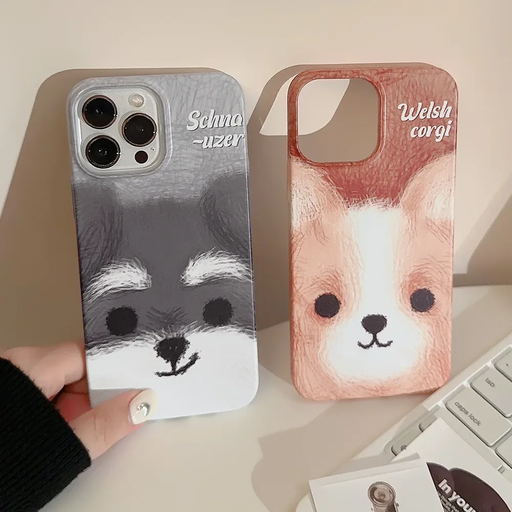 Schnauzer Corgi puppy funny dog art Phone Case For iPhone 16 15 14 13 12 Pro Max Xr 15 14 16 Plus Case Cute cartoon hard Cover