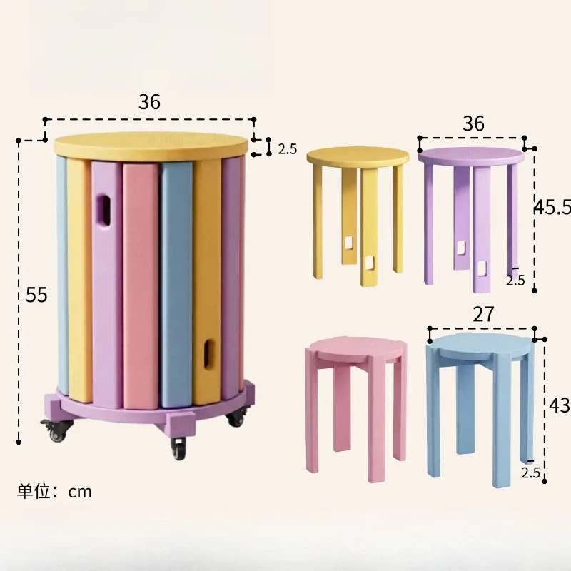 Wooden Luxury Stool Floor Dopamine Design Vanity Stool Portable Stackable Sgabello Pieghevole Portatile Home Furniture