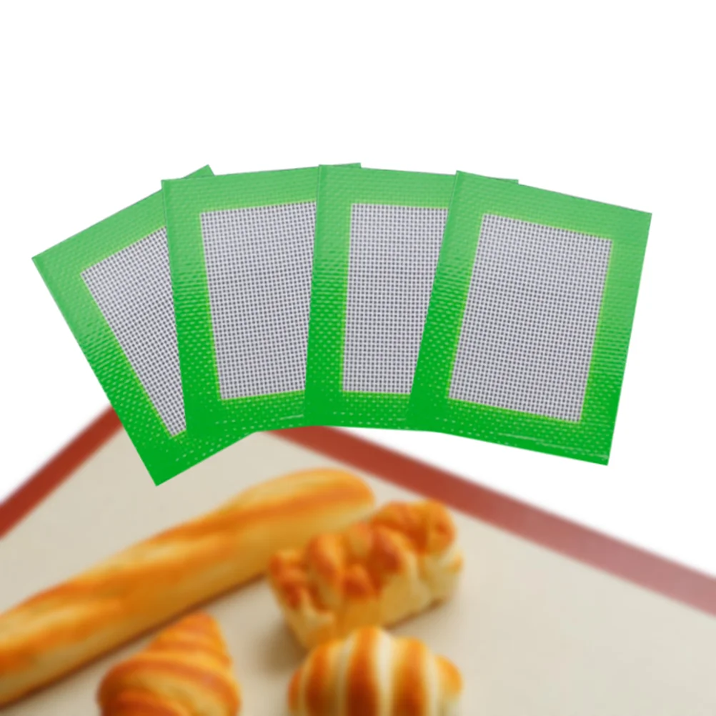 

4Pcs Eco-friendly Silicone Baking Mat Rectangular Heat Resistant Barbecue Mat Non-stick Baking Sheet Liner (Green) - 11x85cm