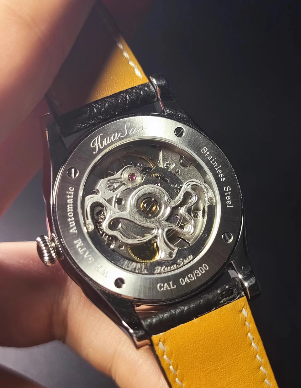 HUASUO 38mm 316L Stainless Steel Business Dress Men Watch Blue Aventurine Dail Aautomatic Mechanical SW200 Sapphire Crystal