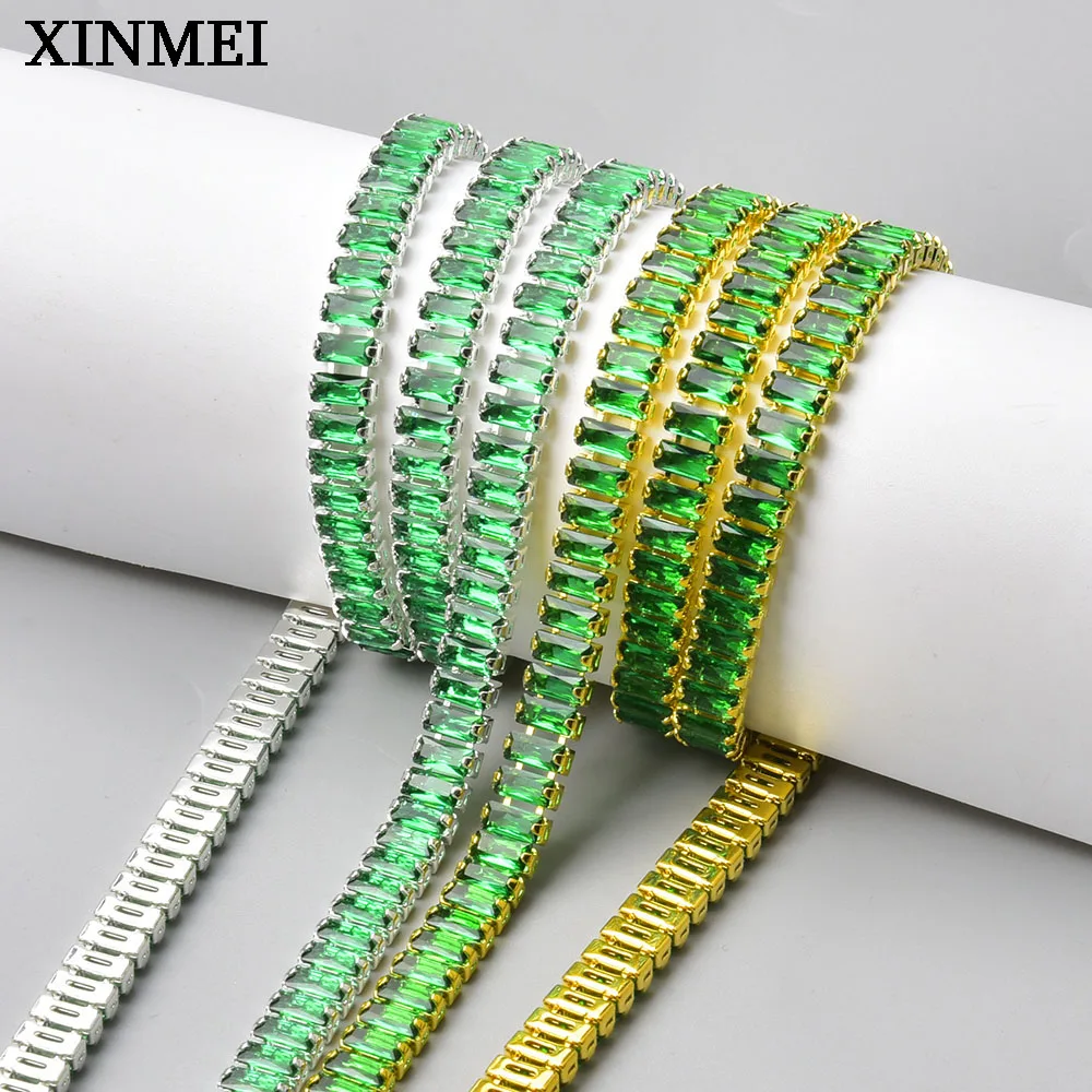 New Color Rectangle Crystal Chain in Nail Art Luxury Claw Zircon Rhinestone Trimmings Gemstone Diy Jewelry Clothing Accessories