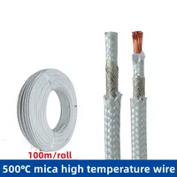 Resistente a altas temperaturas 500 ℃ Alambre trenzado de mica de un solo núcleo, cobre puro, 20/18/17/15/13/11/9AWG, 16/25/35/50/70mm, alambre ignífugo