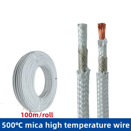 Resistente a altas temperaturas 500 ℃   Alambre trenzado de mica de un solo núcleo, cobre puro, 20/18/17/15/13/11/9AWG, 16/25/35/50/70mm, alambre ignífugo