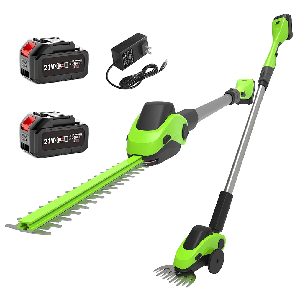 

21V Cordless Dual Scissor Pole Hedge Trimmer and Saw Long Reach Hedge Trimmer with ABS Shell