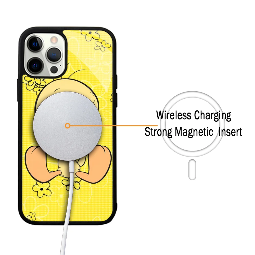 Cartoon Tweety Bird Piolin Phone Case For IPhone 11 12 13 14 15 Plus Pro Max Mirror Acrylic Cover For Magsafe