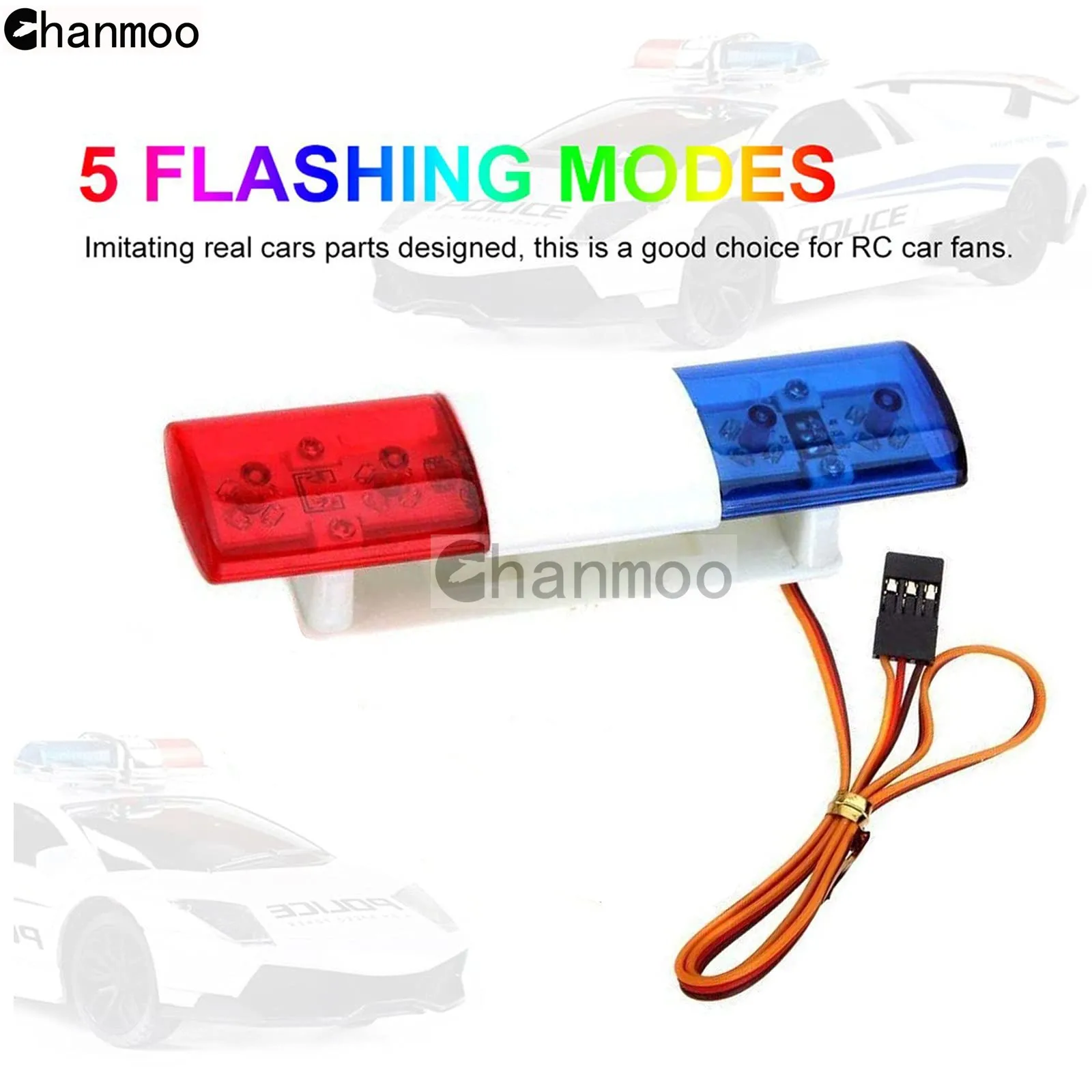 Police Flash LED Light Alarming Lights Accessories for 1/8 1/10 RC Car Axial HSP Kyosho Tamiya SCX10 D90 Upgrade Parts