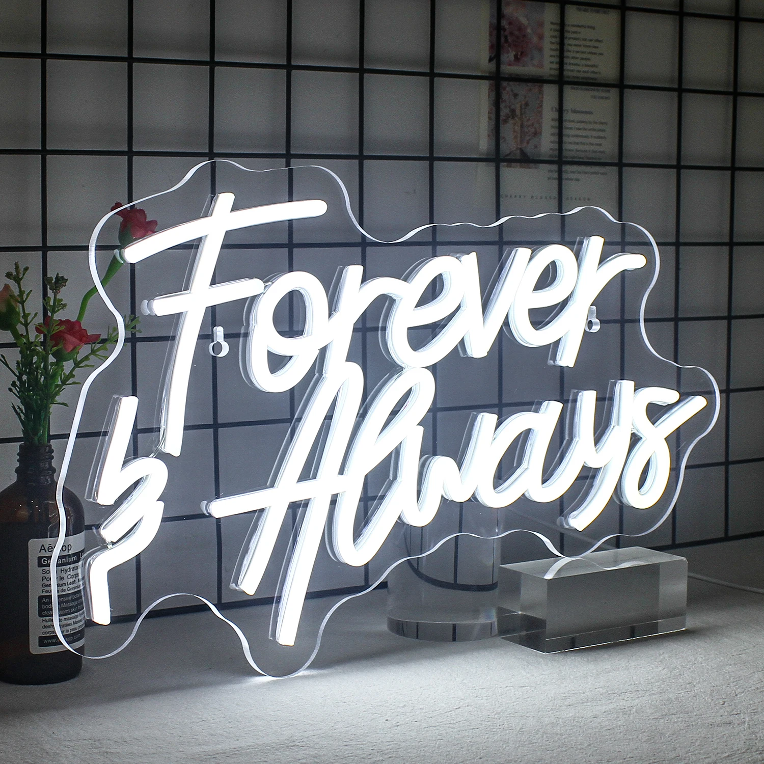 Forever Always Neon LED Signs White Letter Room Decoration USB Powered For Wedding Engagement Party Bedroom Decor Birthday Gifts