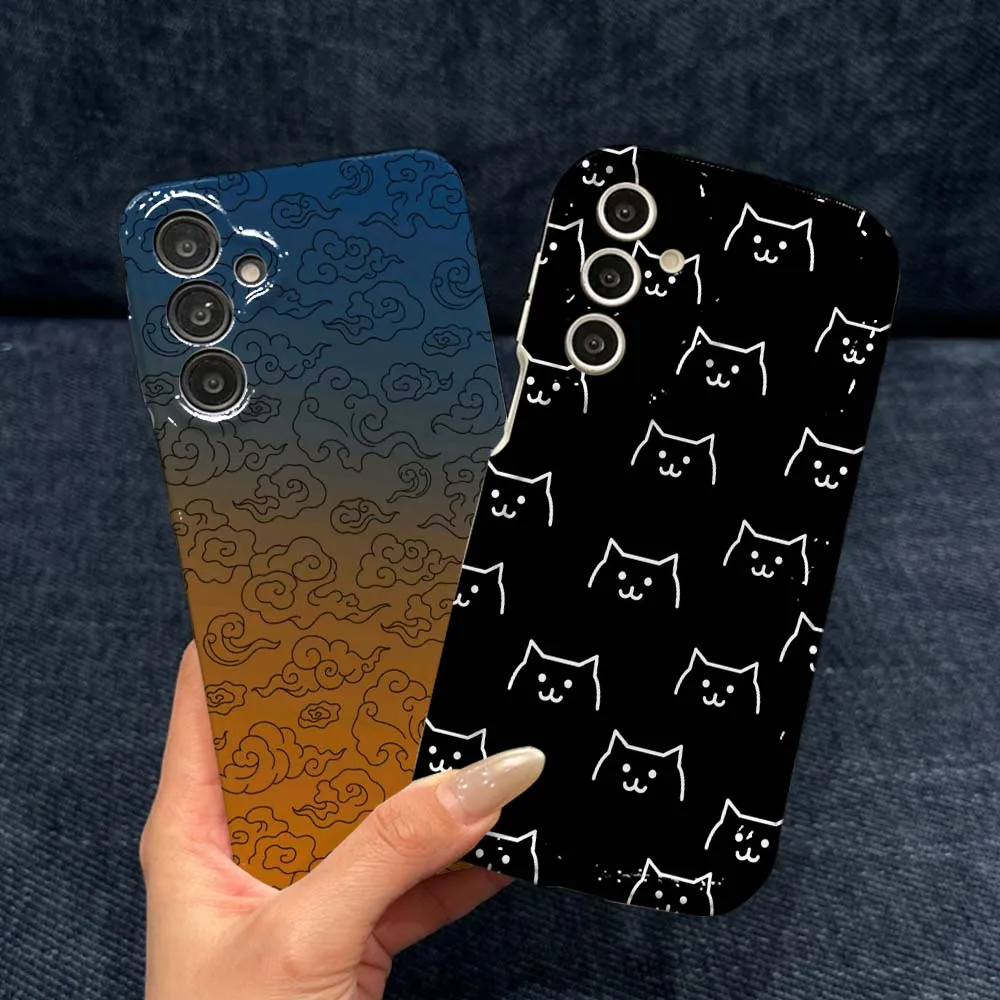 Luxury Cat Pattern Phone Case For Samsung Galaxy A56 A55 A54 A51 A17 A07 A06 Feilini Hard Case Wave Oil Soft Case