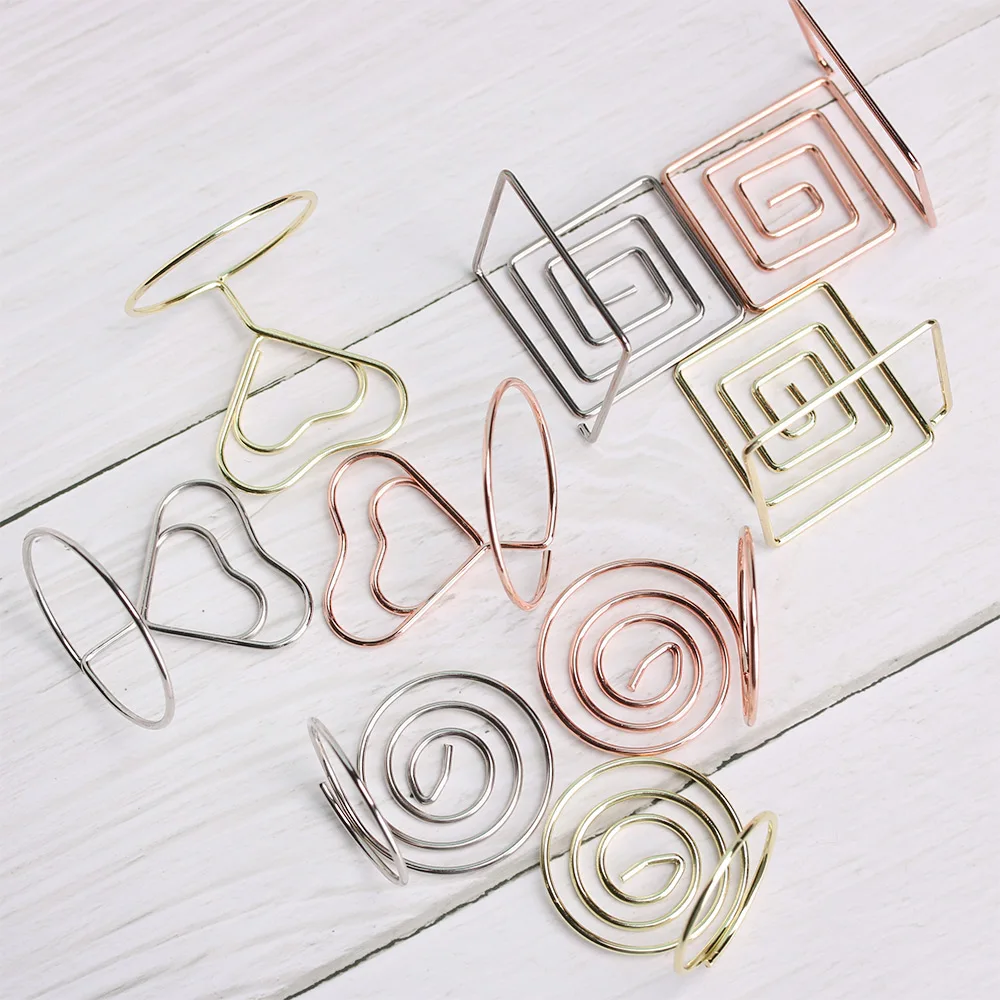 Rose Gold Paper Clamp Wedding Supplies Heart Shape Desktop Decoration Clamps Stand Table Numbers Holder Place Card Photos Clips