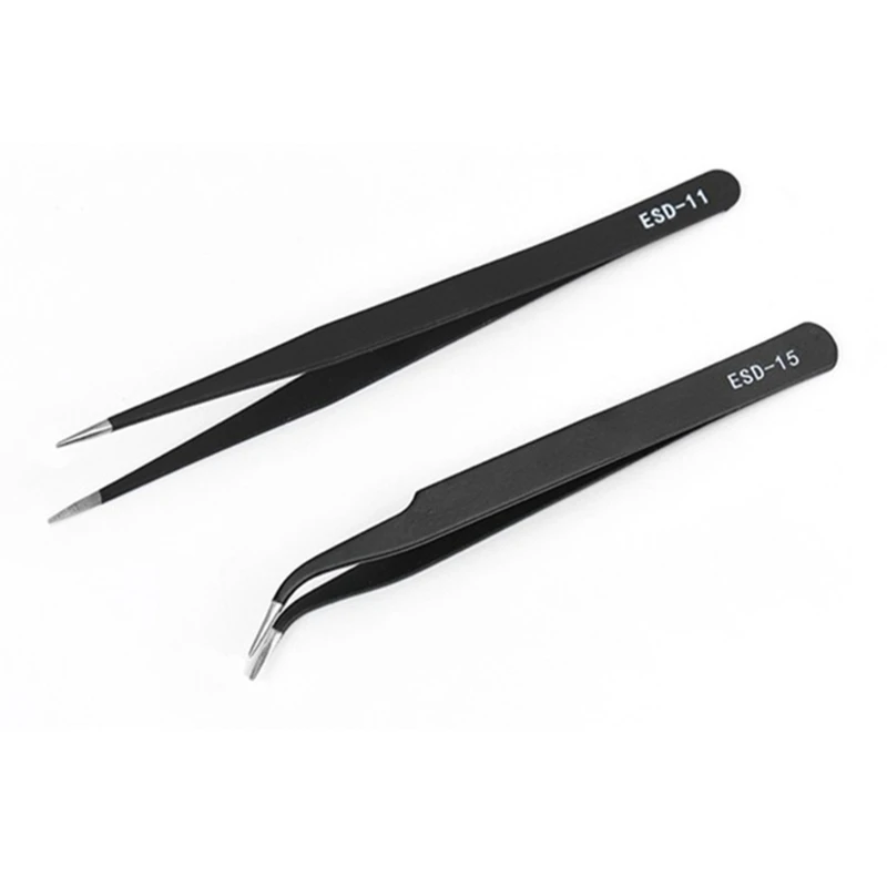 Anti-Static Stainless Steel Tweezers Repair Home Working Model Making Hand Tools