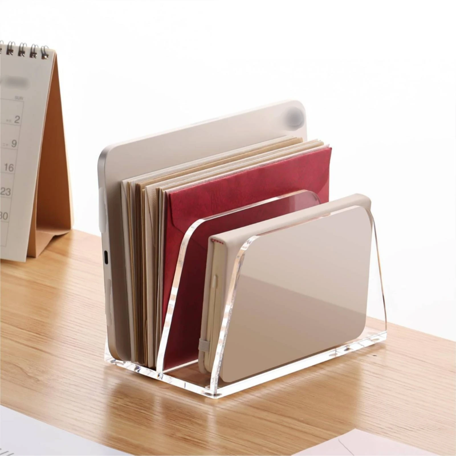 Desktop Mail Organizer Transparent Slotted File Holder Acrylic Letter Holder Clear Letter Sorter Compact for Home Office