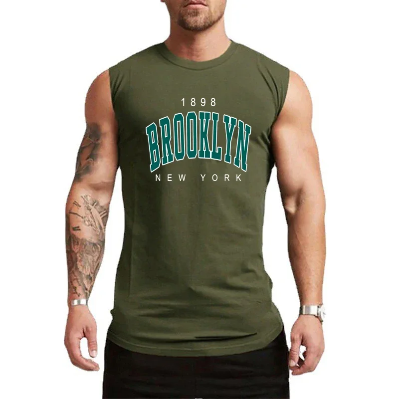 

Sports Tank Top Men's poure Cotton summer and Thin Seamless Waistcoat Casual Sleeveless Wide Shoulder Large loose cuffs Tank