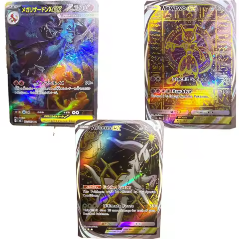 Diy 1pcs/set Pokemon PTCG Charizard Mega Ex Mewtwo Self Control Collect Signature Trading Flash Card Anime Cartoon Gift