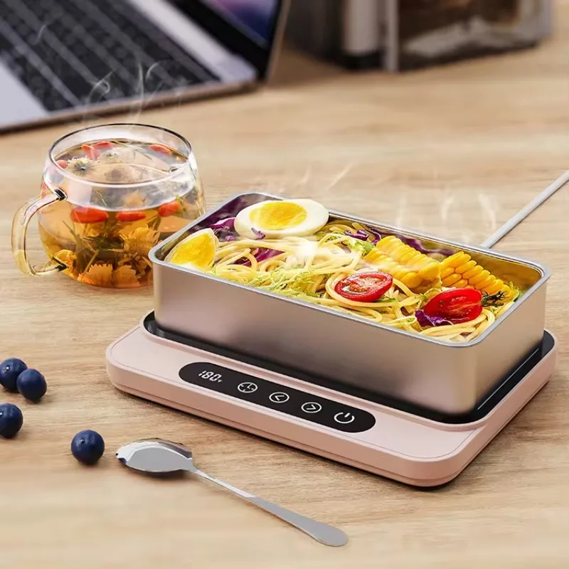 

60Hz Electric Lunch Box Portable Food Warmer Coaster Pink Automatic Heating Beverage Milk Coffee Cup Warmer